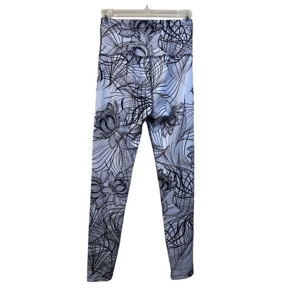 Beyond Yoga Gray Black Lotus Flip it Reverse it Womens Leggings High Rise Size S - Picture 2 of 8